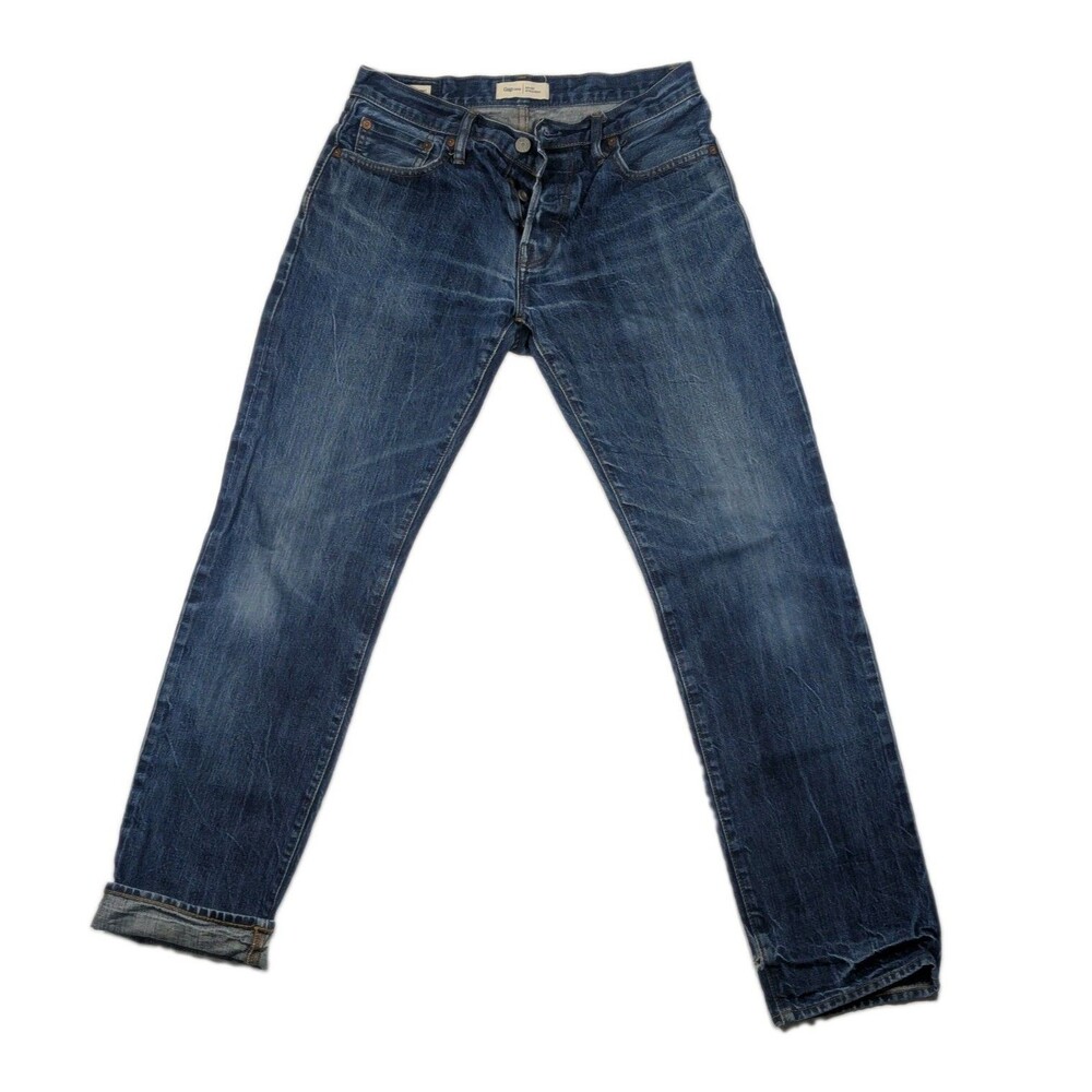 gap Straight Leg Dark Wash Jeans Button Fly, Selvage Denim 30x32